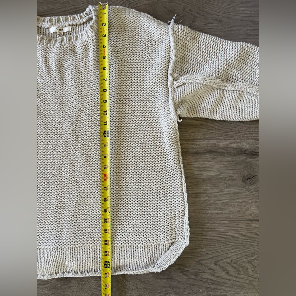 NWT Easel Los Angeles Chunky Knit Sweater S/M Relaxed Fit Beige Top Crew neck - Picture 11 of 12
